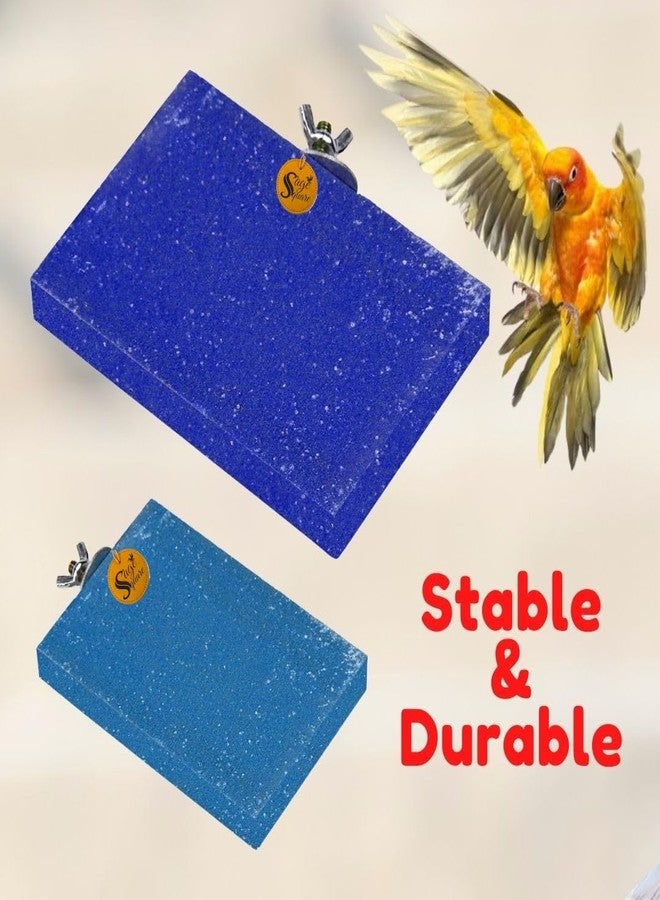 Sage Square Sand Platform Made of Natural Wood, Combo of Two (3 * 4 & 6 * 4.5 inches) Rectangle Shaped Perch Stand, Cage Accessories, Gym, Playful Toy, Suitable for Birds, Parrots, Budgies - Image 4